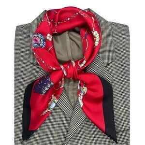 ✨New Elegant Square Silky Scarf Bandana Red Black Luxury Soft Luxury Accessory